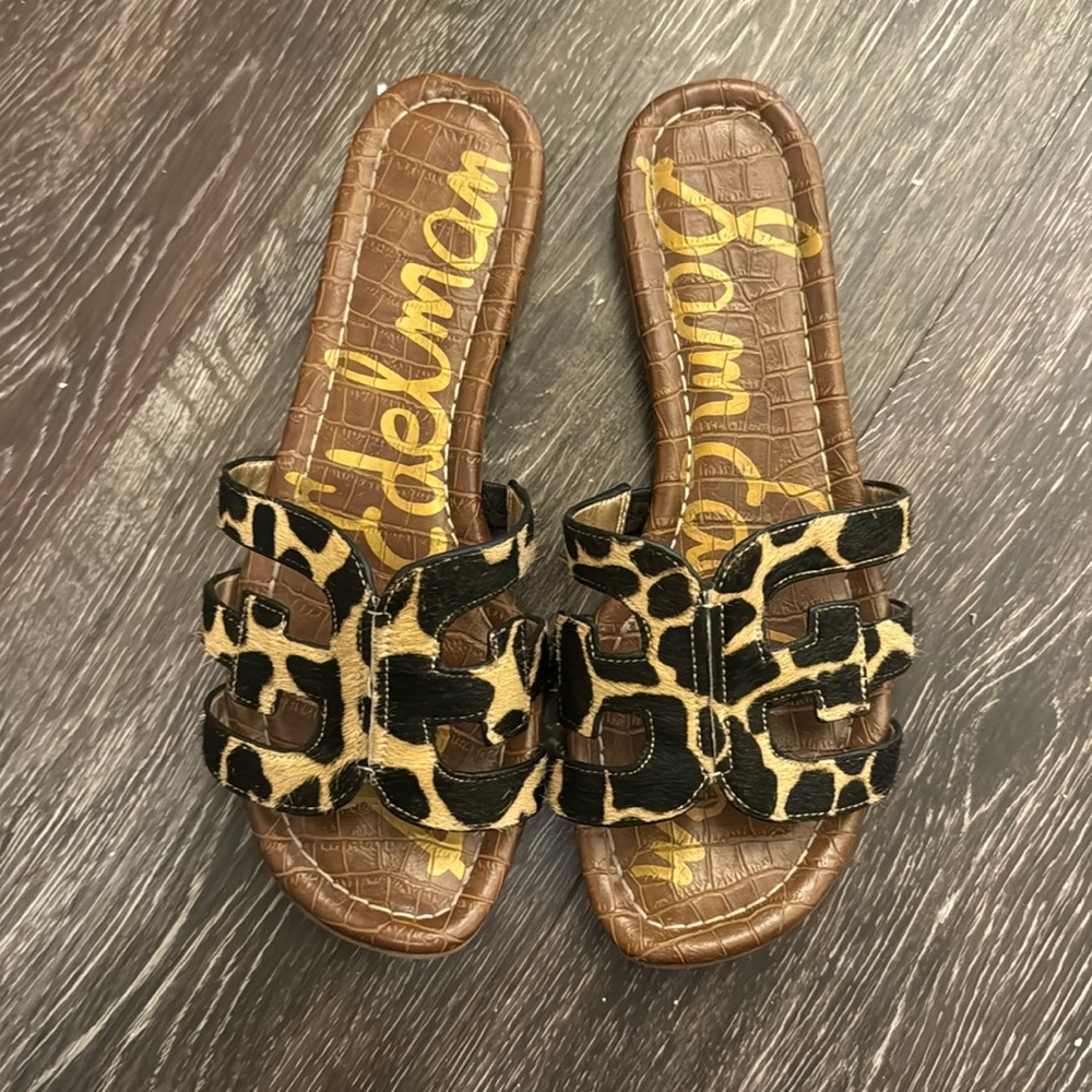 COPY - Sam Edelman Slides, faux fur leopard print